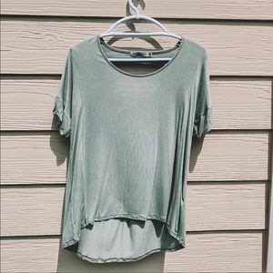 Braided back, light green t-shirt